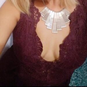 Charlotte Russe Crochet Lace Bohemian Dress Deep V-Neck Size M